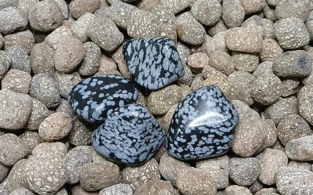 Pierre naturelle roulée Obsidienne flocon de neige