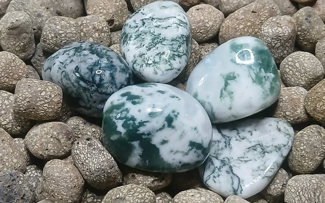 Pierre naturelle roulée agate mousse